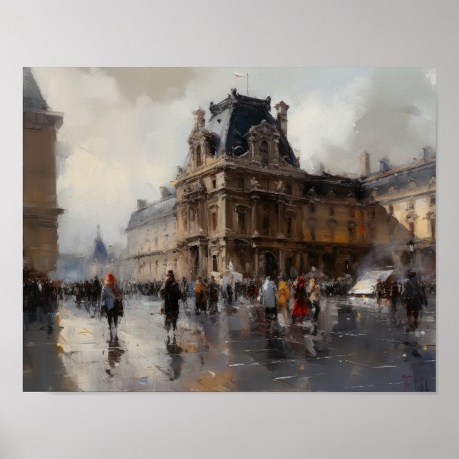 O Louvre Paris Landscape Art Impressão (Frente)