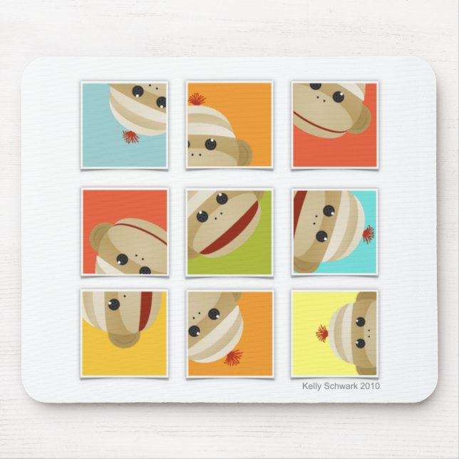 O macaco da peúga golpeia blocos Mousepad Kelly (Frente)