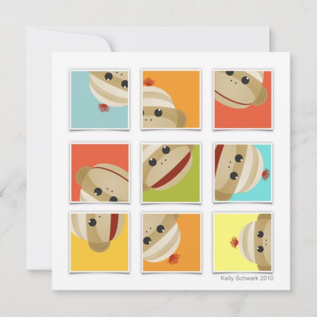 O macaco da peúga golpeia o convite quadrado dos (Frente)