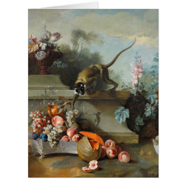 O macaco frutifica o aniversário L cartão das (Frente)