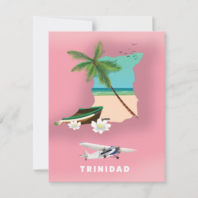 O mapa de Trinidad ilustrou o poster de viagens. (Frente)