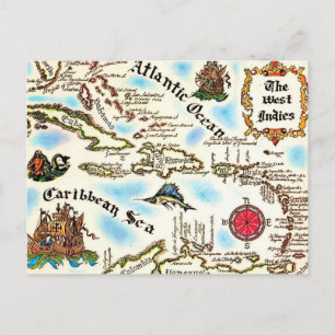 O Mapa do Caribe em Cartão Postal