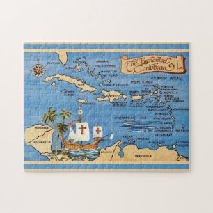 O Mapa do Caribe Quebra-Cabeça 11x14