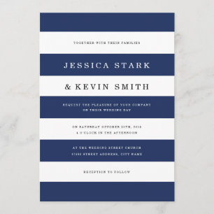 O marinho chique listra o convite do casamento