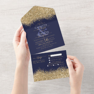 O Marinho Dourado De Luxo Glitter Confetti Casou-S