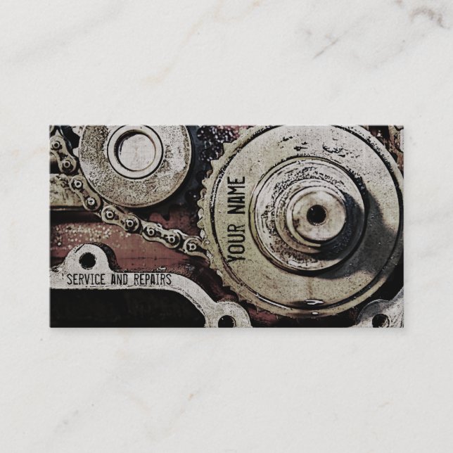 o mecânico repara o modelo de cartão de negócios (Frente)