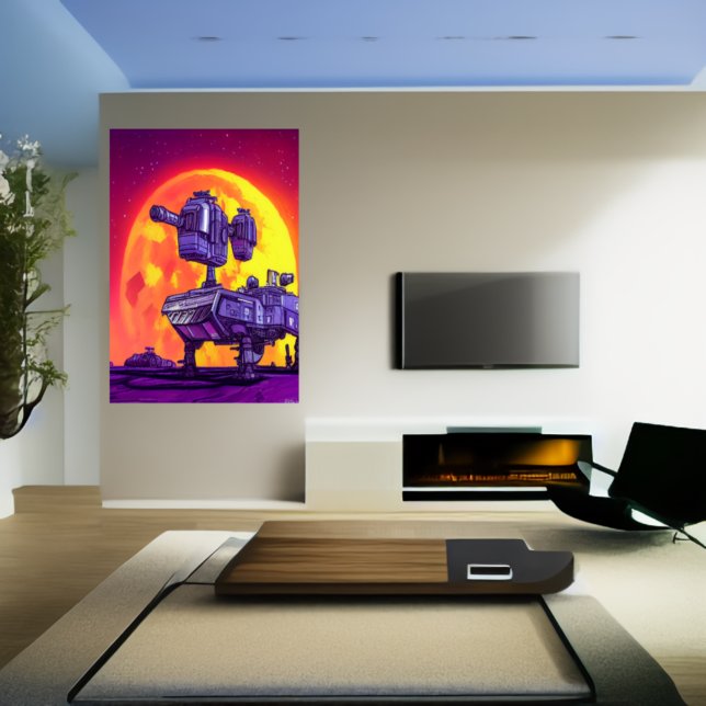 O mech à luz da lua | AI Art Poster (Criador carregado)