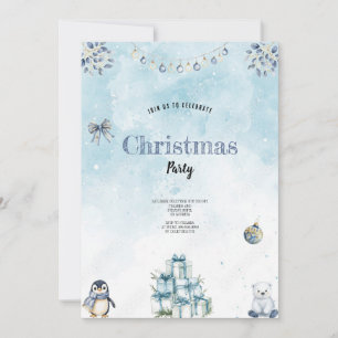o melhor convite de Natal azul e branco