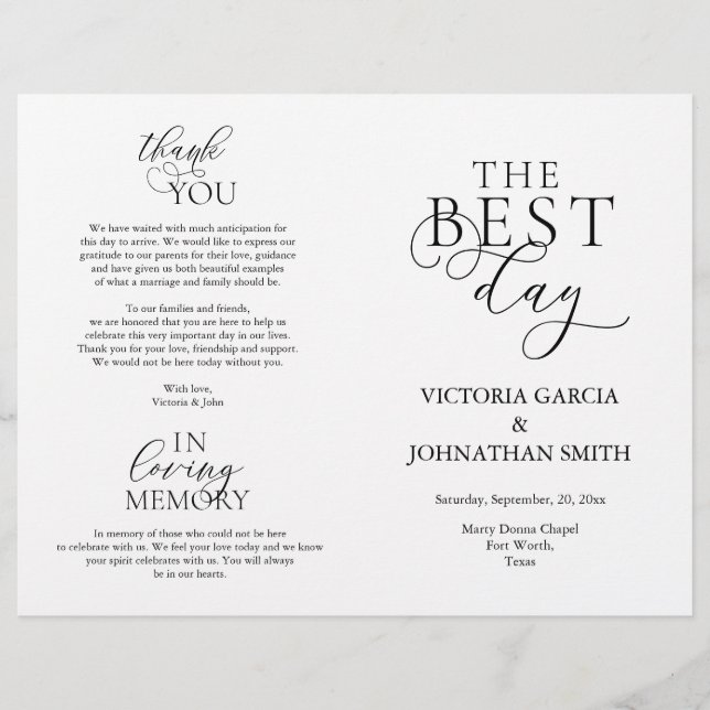 O Melhor Dia, Cerimônia de Casamento, Programa de  (Frente)