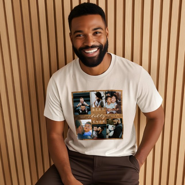 O melhor Pai jamais Dotado Foto de Woodgrain (Best Daddy Ever Father's Day Gift Photo Woodgrain Tri-Blend Shirt)