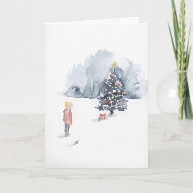 O Menino Descobre O Cartão De Nota De Árvore (Frente)