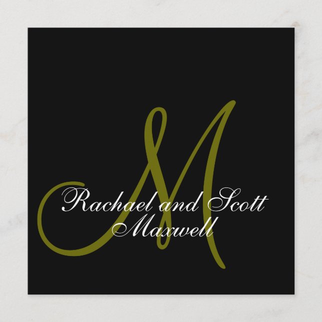 O menu do casamento carda o quadrado do monograma (Frente)