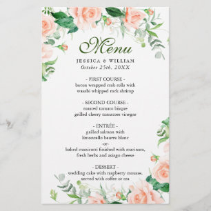 O menu do comensal de casamento elegante cora os