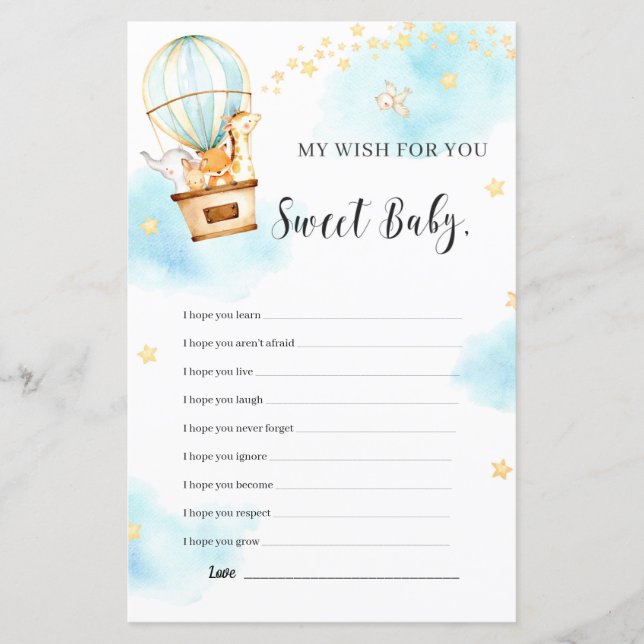 O meu desejo para os Chás de fraldas de animais bo (Frente)