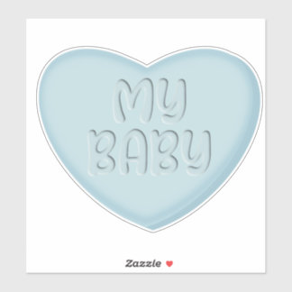 O meu doce pastel azul doce adesivo cardíaco