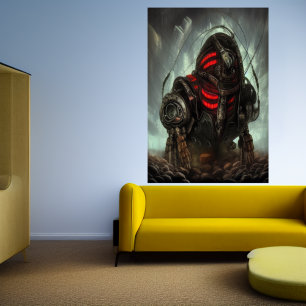 O mineiro de mech subterrâneo   AI Art Poster