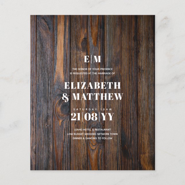 O Mínimo de Casamento de Orçamento FLYERS Rustic M (Frente)