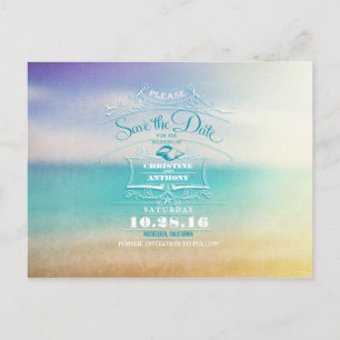 O moderno casamento da praia salva os cartões post