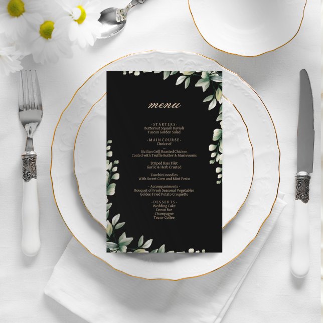 O moderno elegante eucalipto deixa cardápio de cas (Criador carregado)