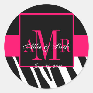 O monograma cor-de-rosa da zebra nomeia etiquetas