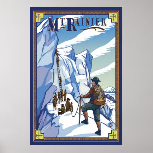 O Monte Rainier - escalada do gelo - poster de