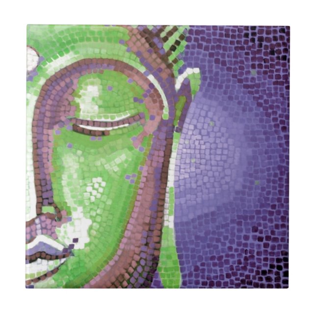 O mosaico verde e roxo Buddha enfrenta (Frente)