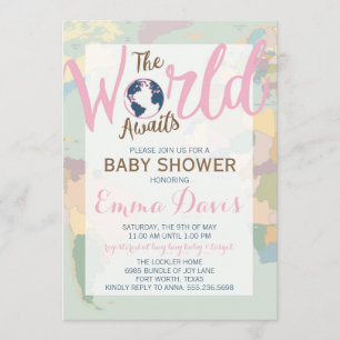 O mundo espera o convite do chá de fraldas, menina