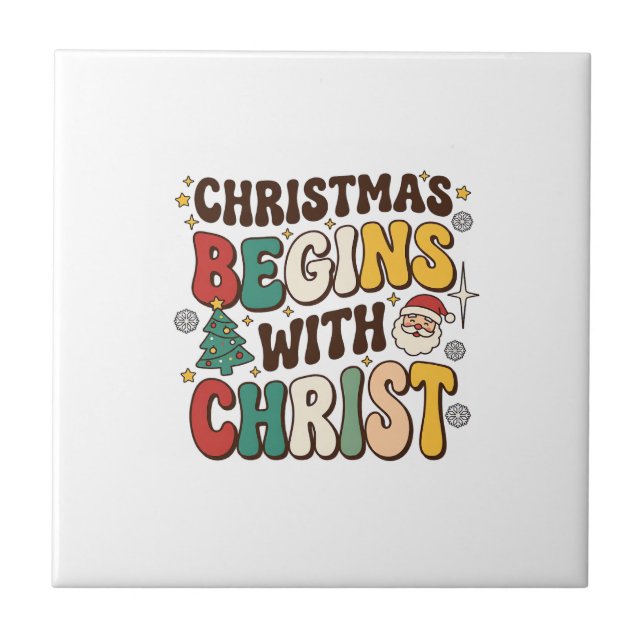 O Natal Começa Com Cristo Design de Árvore de Nata (Frente)