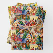 O Natal na Aldeia Whimsical em várias luzes