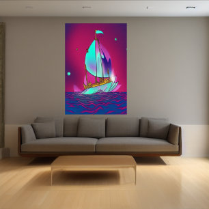 O navio à vela   AI Art Poster