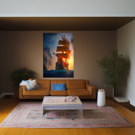 O navio pirata no mar | AI Art Poster