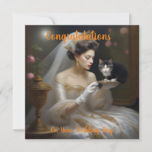 O Noivo Gato Pintura a Óleo, Cartão de Casamento P