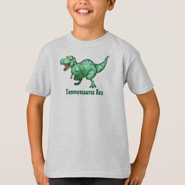 O nome do seu filho Dinossauro Crianças Camiseta T (Frente)
