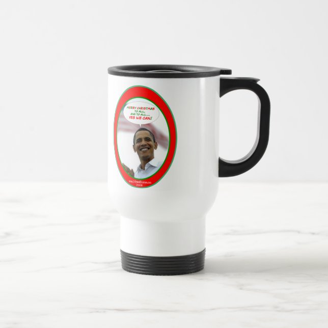o Obama sim nós podemos caneca de viagem do Natal (Direita)