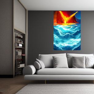 O oceano está queimando   AI Art Poster