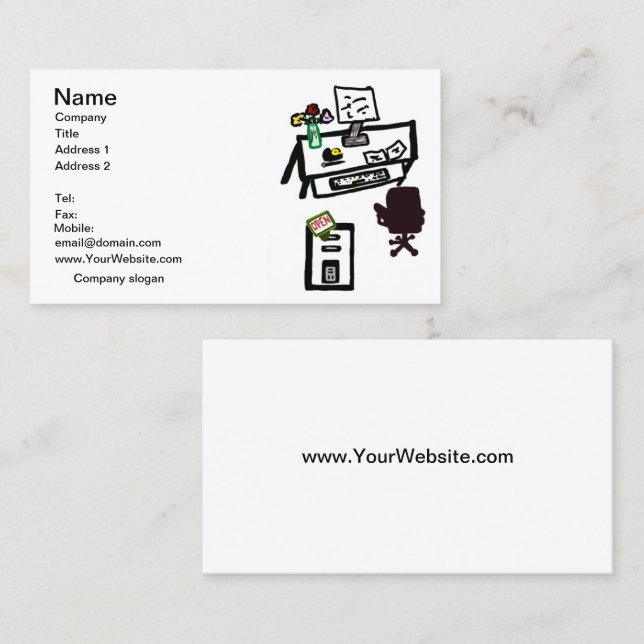 O Office está OPEN Computer Desk Cartão de visita  (Frente/Verso)