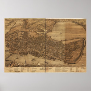 O olho do pássaro poster 1876 de Portland, Maine