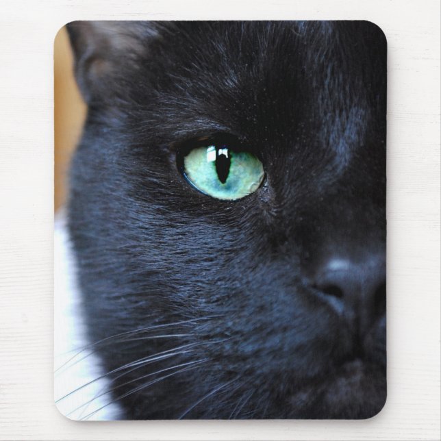 O olho vê-o gato preto Mousepad (Frente)
