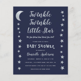 O orçamento brilha no pequeno convite para Chás de