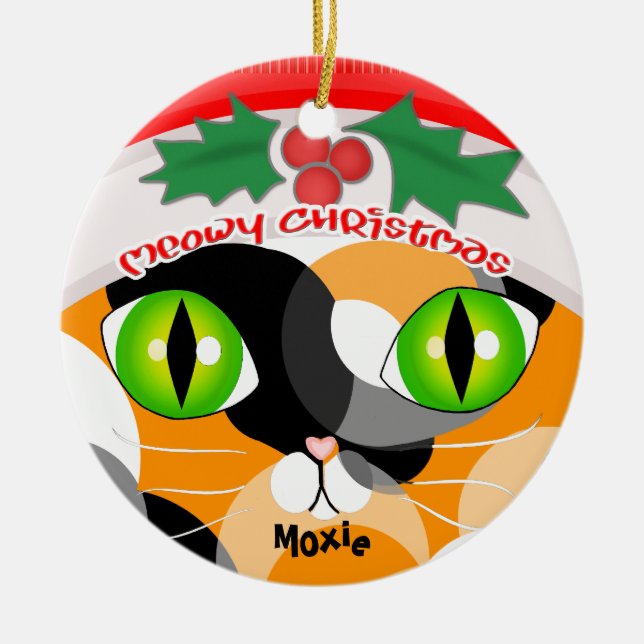 O ornamento do amante do gato de chita do Natal (Frente)