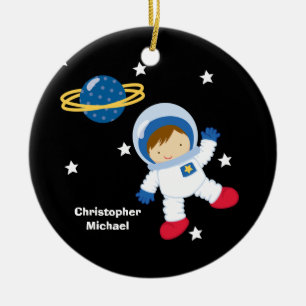 O ornamento do menino personalizado do astronauta