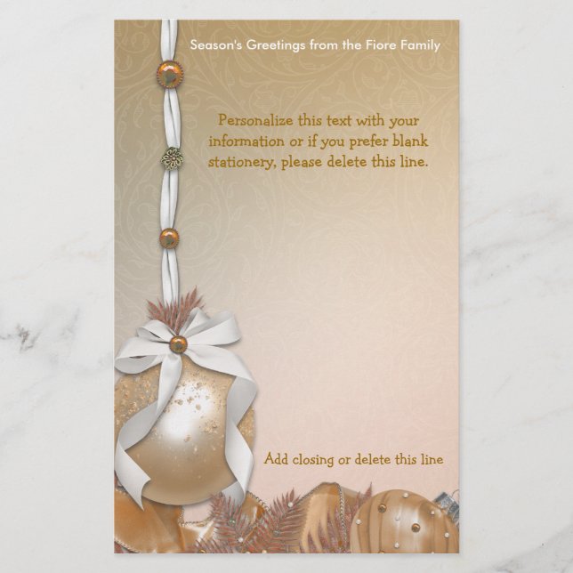 O ouro customizável Ornaments artigos de papelaria (Frente)