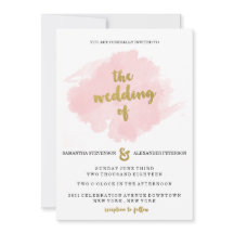 O ouro e cora convite do casamento