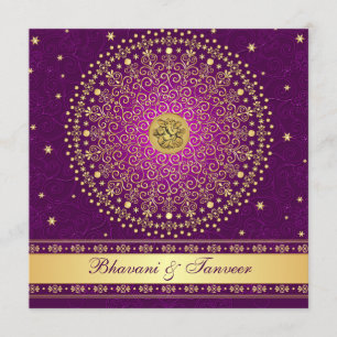 O ouro roxo Hindu de Ganesh enrola o convite de