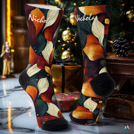 O outono deixa Meias na Borgonha, Dourada e Verde