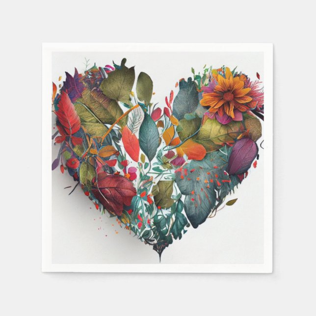 O outono deixa o papel cardíaco guardanapos (Frente)