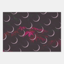 O outono deixa papel de embalagem de lua tripla