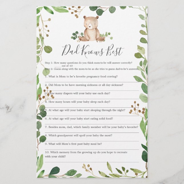 O Pai do Chá de fraldas sabe o melhor jogo (Frente)