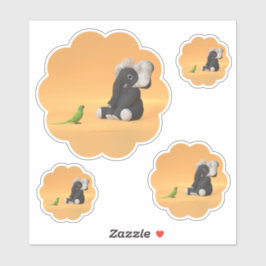 O papagaio encontra um adesivo elefante recheado