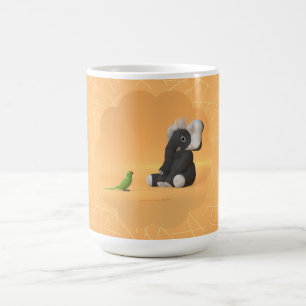 O papagaio encontra uma caneca de café elefante re